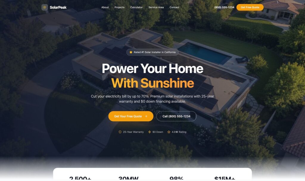 Solar Contractor Website Template